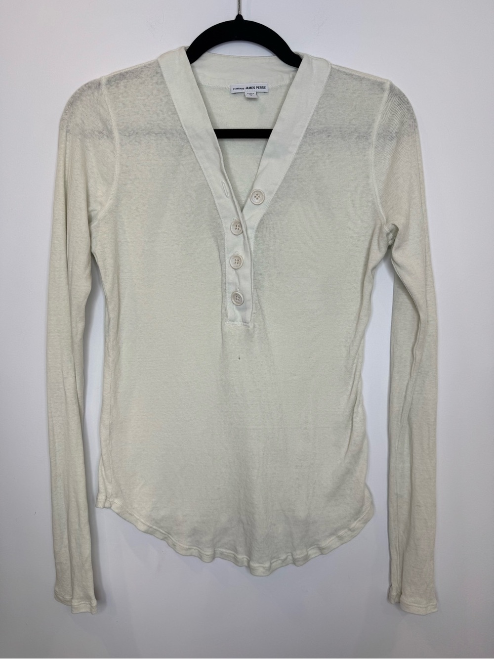 Standard James Perse Jersey Henley Top Women's button semi sheer